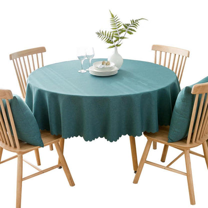 Runde Baumwoll-Leinen Tischdecke pfauenblau, 240 cm – Schmutzabweisend