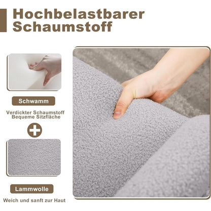 Lounge Sessel Grau Lammwolle Modern mit Metallbeinen