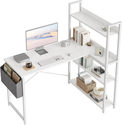 L-förmiger Schreibtisch mit Regal und Ablagefächern 120cm