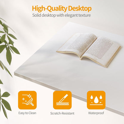 Weißer L-förmiger Schreibtisch mit Regal und Ablagefächern 120cm