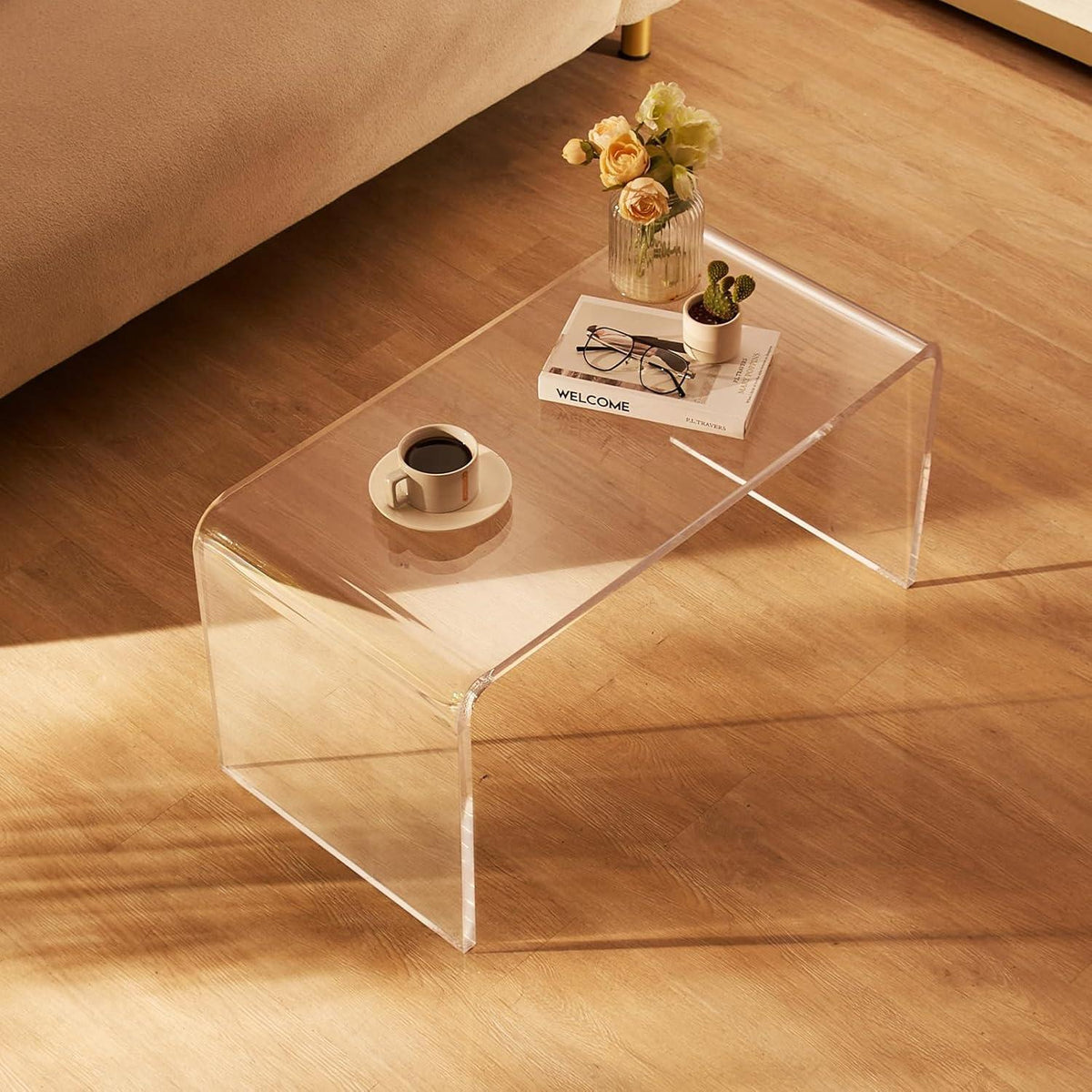 Transparenter Acryl Beistelltisch – Moderner Couchtisch für Wohnzimmer