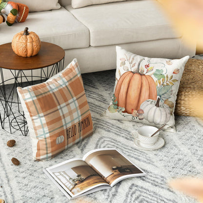 Herbst Kürbisse Orange Kissenbezüge 4er Set 45x45cm Sofa Deko