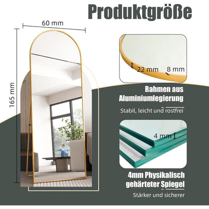 Ganzkörperspiegel Bogenförmig Gold | 165x60cm, Stehend & Wandmontage