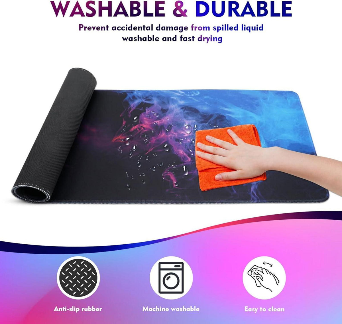 Gaming Mauspad XXL 800x300mm Rutschfeste Gummibasis Flamme
