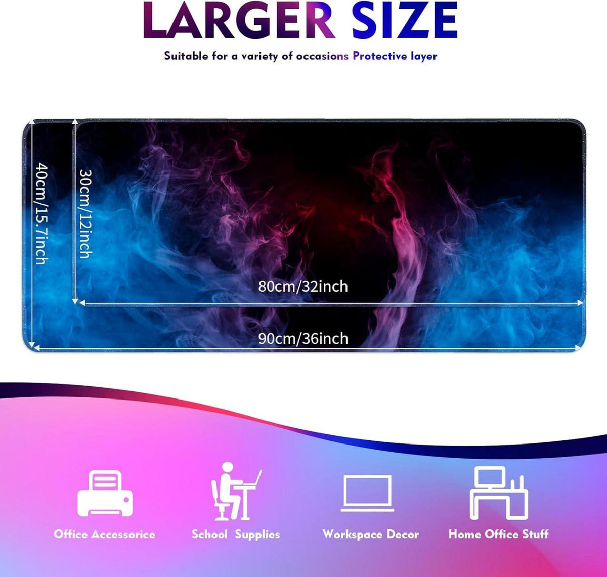 Gaming Mauspad XXL 800x300mm Rutschfeste Gummibasis Desk Mat Blau