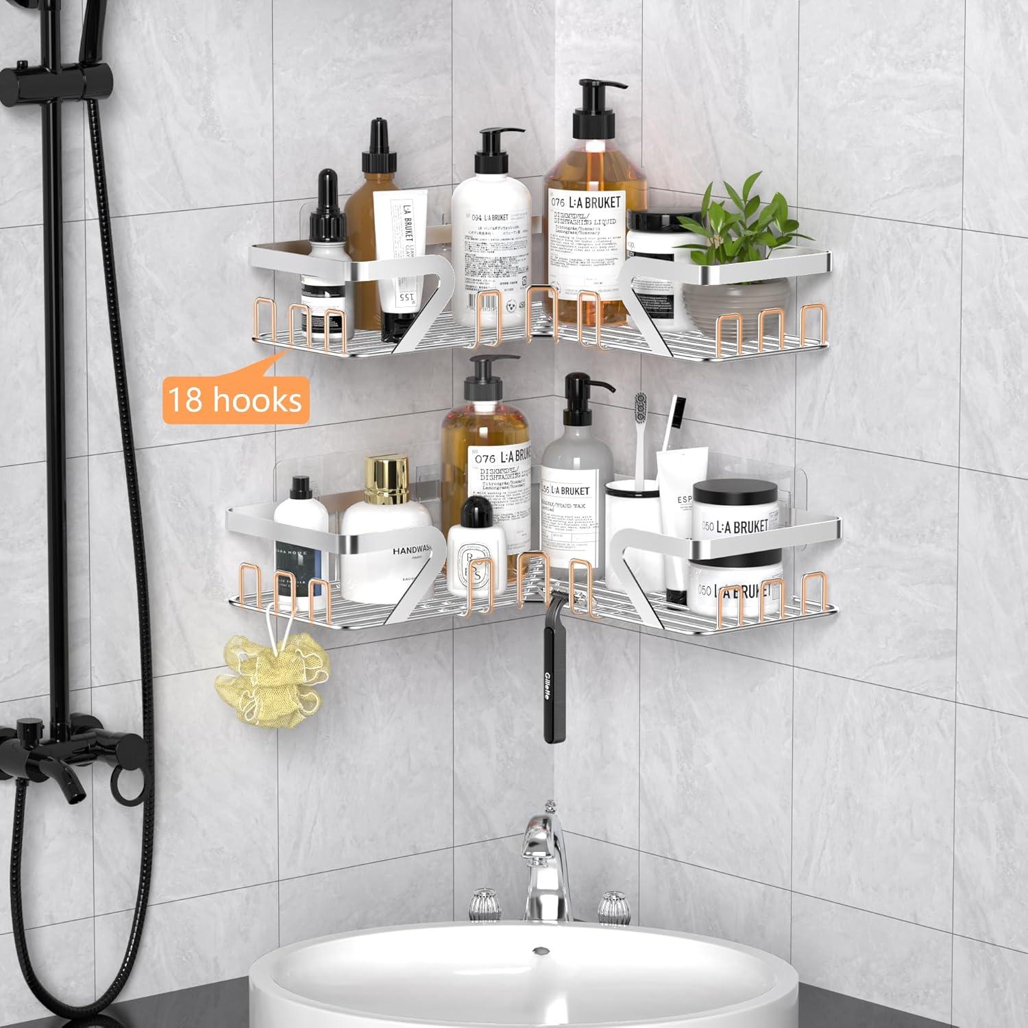 Eck-Duschablage Edelstahl ohne Bohren Dusche Organizer mit starkem