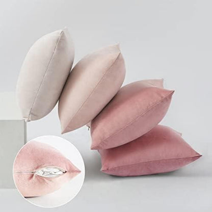 4er Set Kissenbezug 50x50 rosa Samt Zierkissen Wohnzimmer Sofa