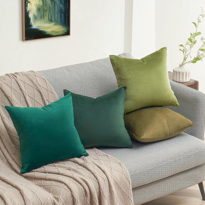 Topfinel Kissenbezüge 60x60 cm grün 4er Set Samt Deko