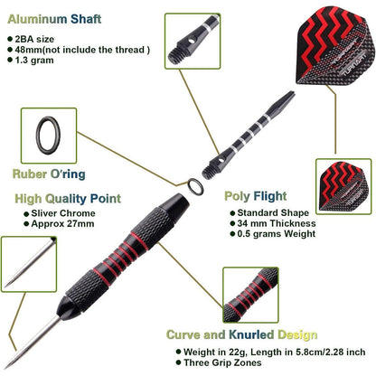 Turnart Dartpfeile Metallspitze 24g 9 Stück Steel Set mit