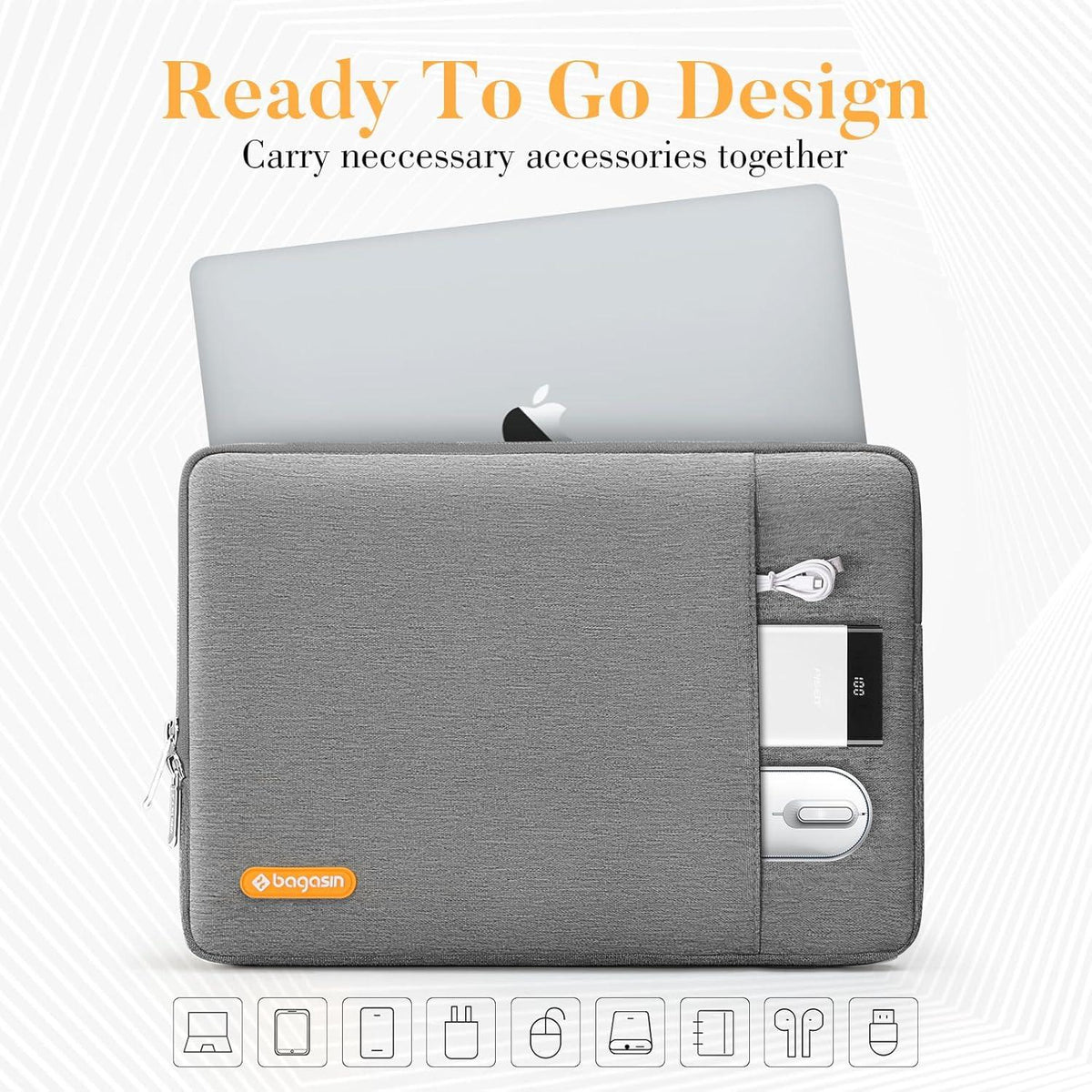Laptop Hülle Tasche 13,3-14 Zoll MacBook Air Pro Schutzhülle Sleeve Grau
