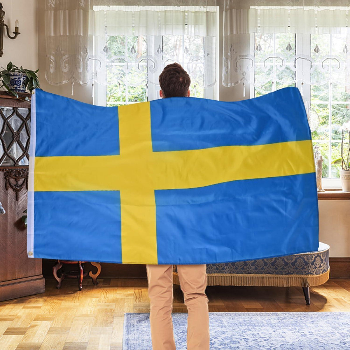 Schwedische Flagge 90x150 cm - 2er Set mit Ösen