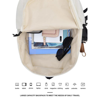 Canvas Rucksack Damen Herren 15.6 Zoll Laptop – Einfarbiger Tagesrucksack