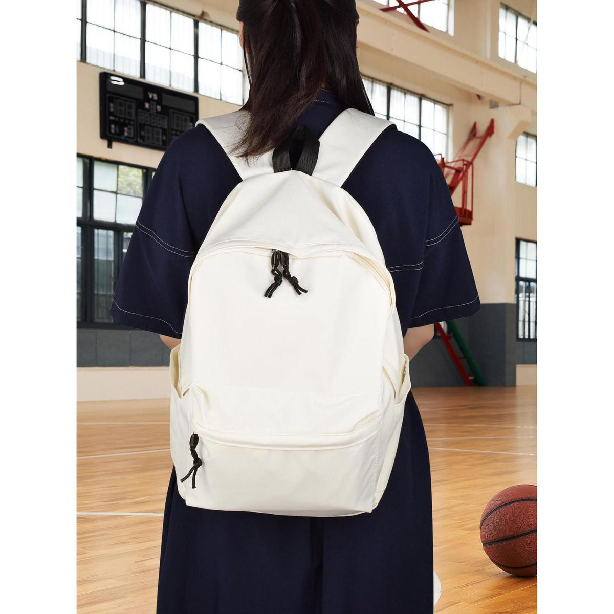 Canvas Rucksack Damen Herren 15.6 Zoll Laptop – Einfarbiger Tagesrucksack