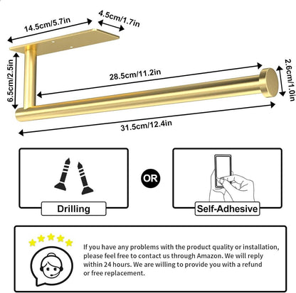 Küchenrollenhalter Gold Wandmontage Edelstahl bohrbar selbstklebend