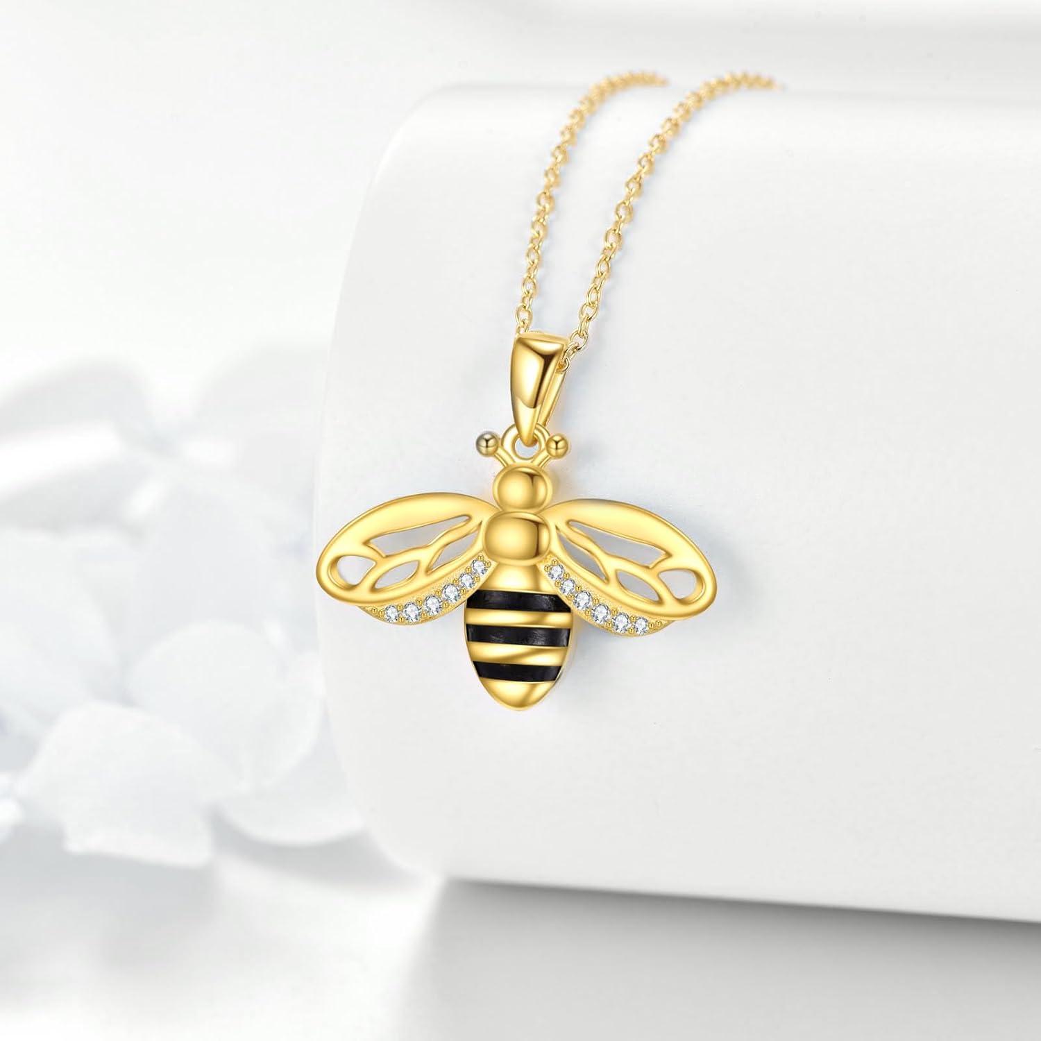 925 Sterling Silber Biene Kette Anhänger Halskette Damen