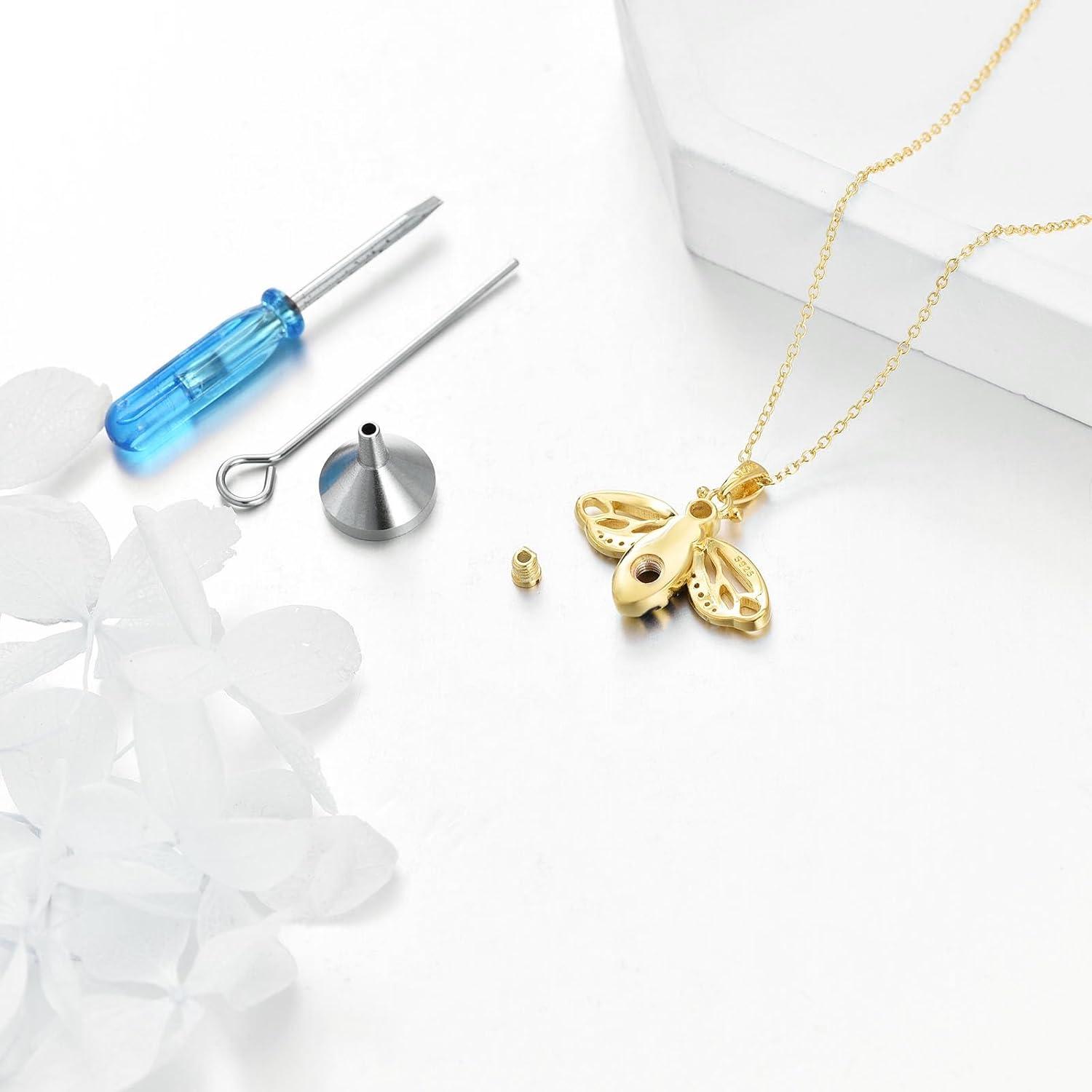 925 Sterling Silber Biene Anhänger Halskette für Damen - Geschenk