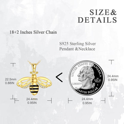 925 Sterling Silber Biene Kette Anhänger Halskette Bienenschmuck