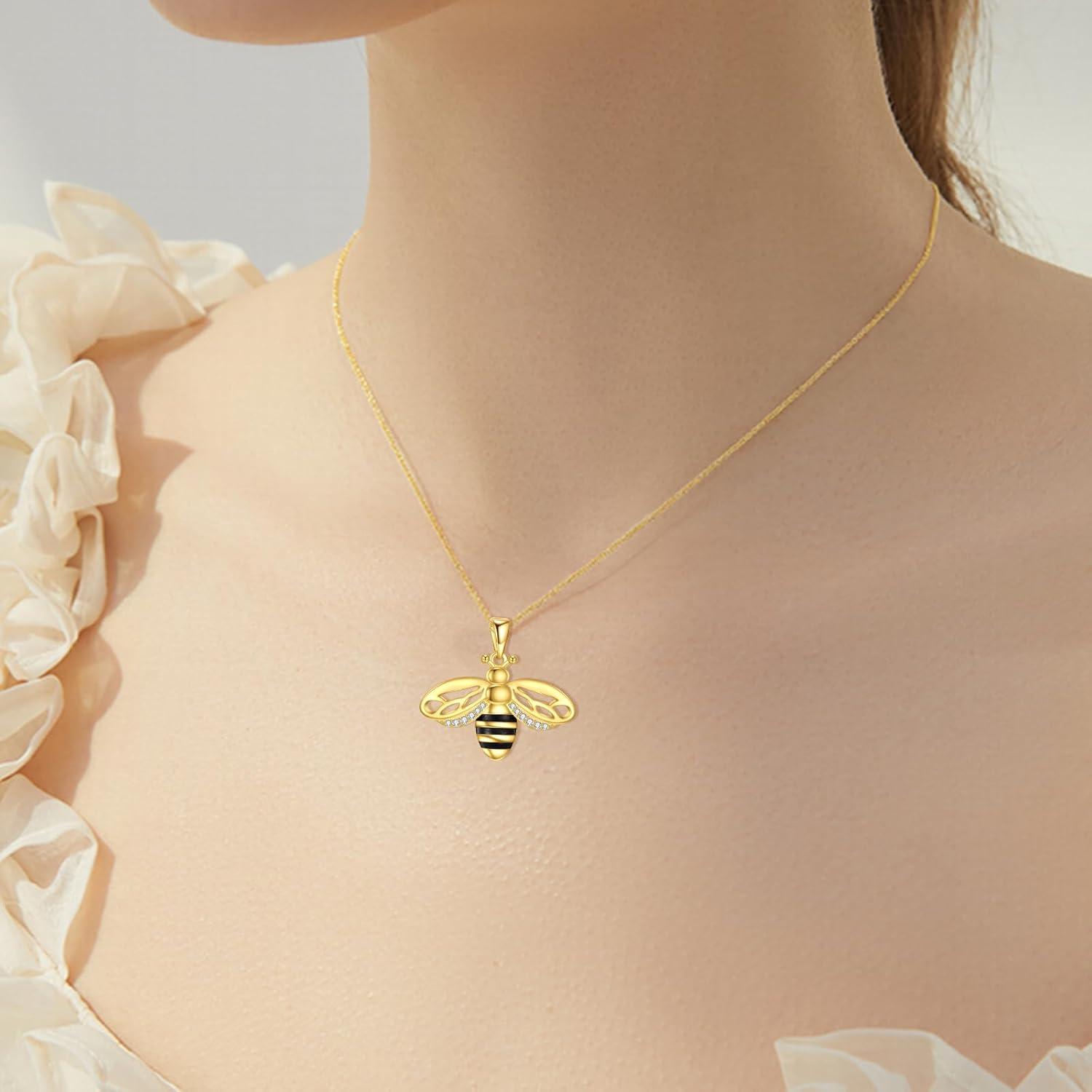 Biene Kette 925 Sterling Silber Anhänger Halskette Damen Mädchen-Urnen