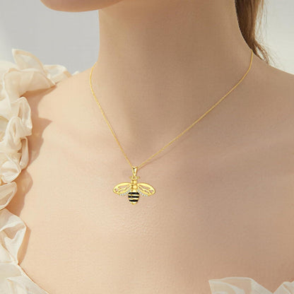 Biene Kette 925 Sterling Silber Anhänger Halskette Damen Mädchen-Urnen