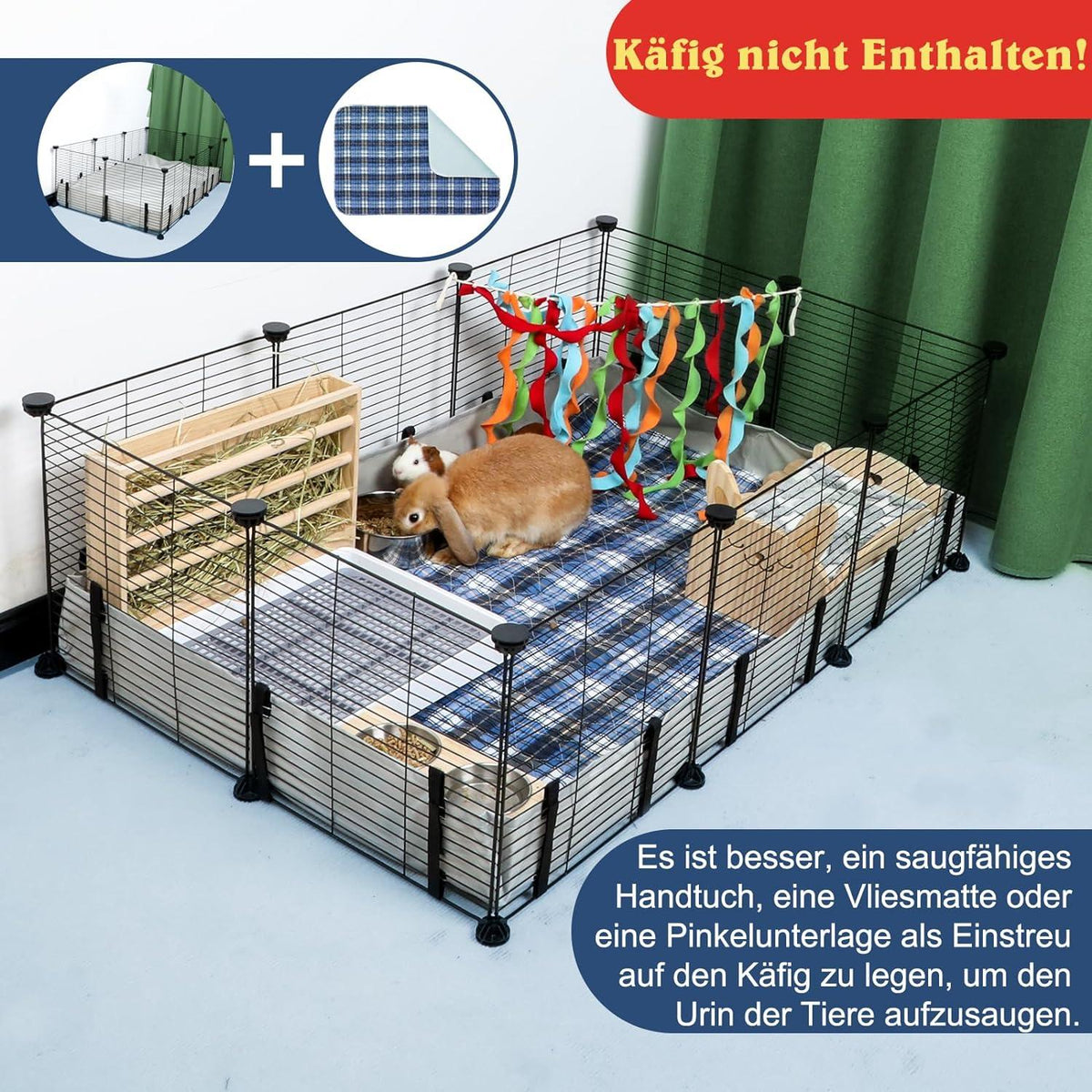 Waschbare Meerschweinchen PIPI Pads für Kaninchen Hamster S 91*60*10cm