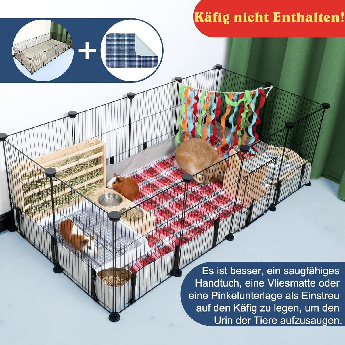 Wasserdichtes Meerschweinchenkäfig Liner mit PIPI Pads für Kleintiere
