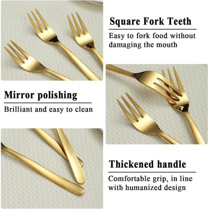 Goldene Dessertgabeln 12er Set 14cm Edelstahl spülmaschinenfest