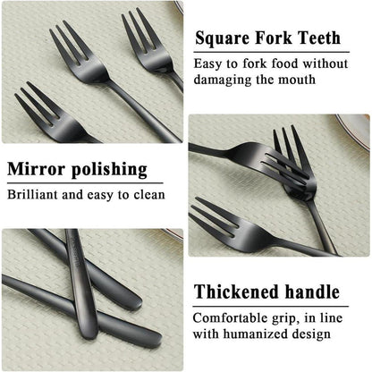 Schwarze Dessertgabeln Edelstahl 12er Set 14cm
