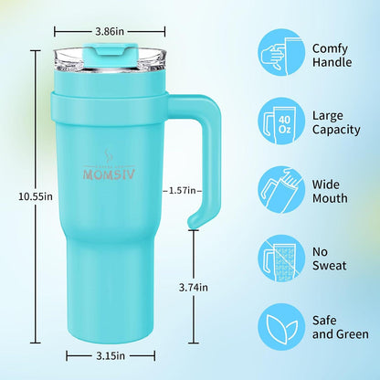 Isolierbecher mit Strohhalm 40oz Vakuum Thermobecher Blau