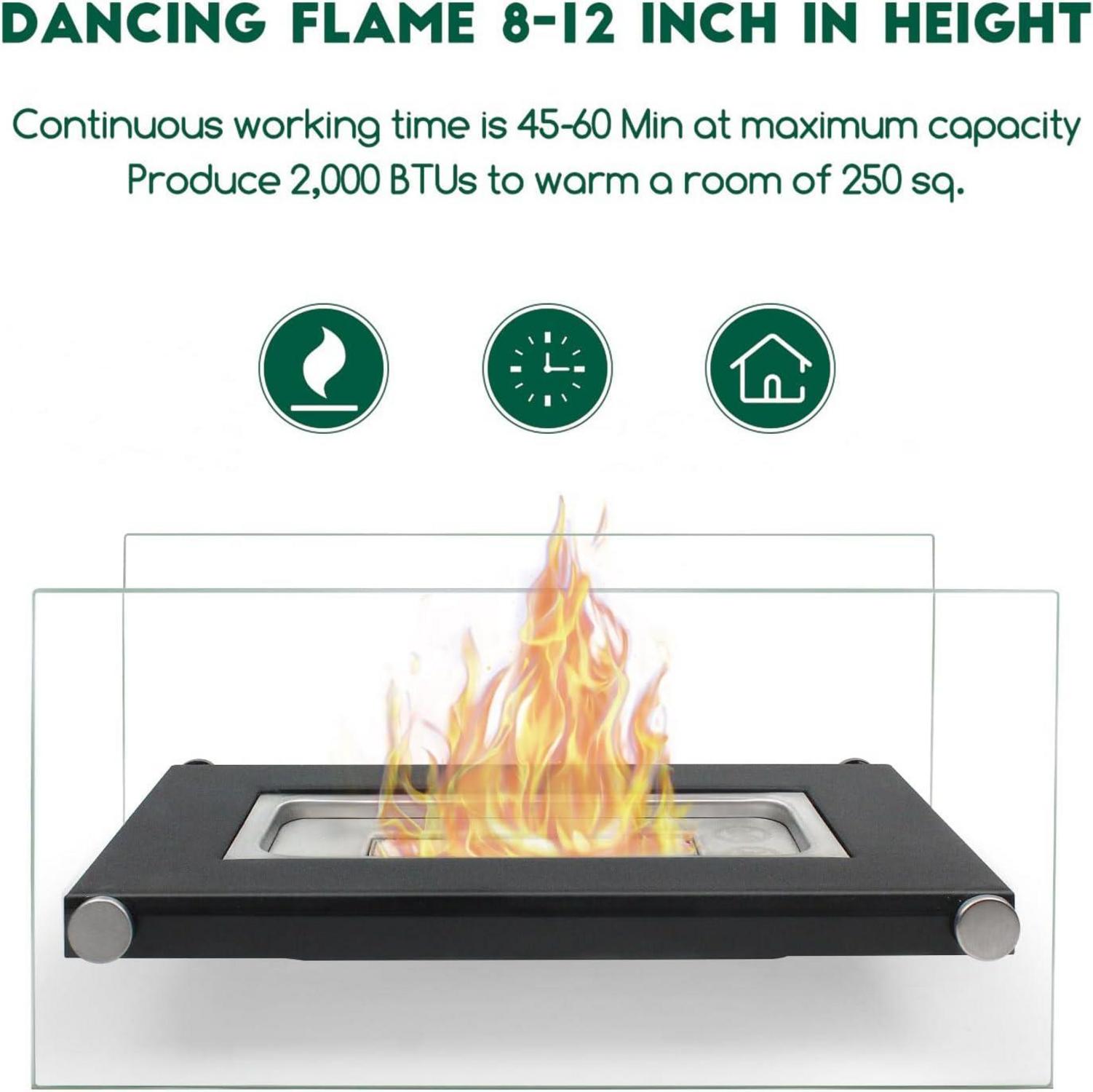 Bioethanol Tischkamin mit Löschhilfe, Tischfeuer für Indoor