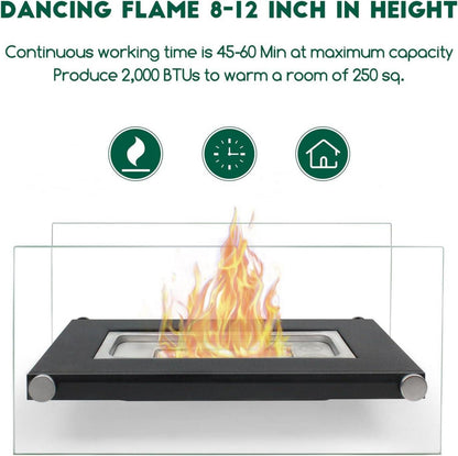 Bioethanol Tischkamin mit Löschhilfe, Tischfeuer für Indoor
