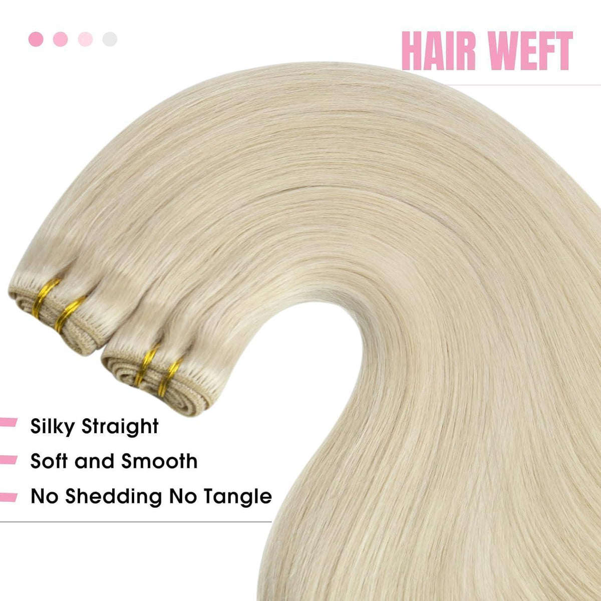 Platinblondes Echthaar-Tresse, 40cm, 100g - Natürliche Haarverlängerung