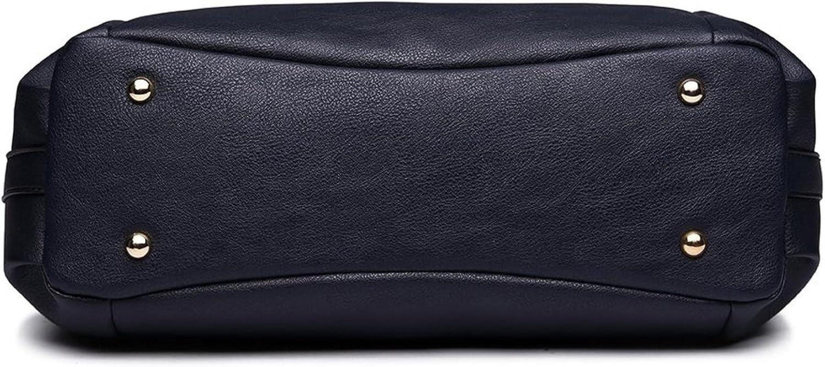 Elegante Miss Lulu Navy PU Leder Umhängetasche 33x30x12cm