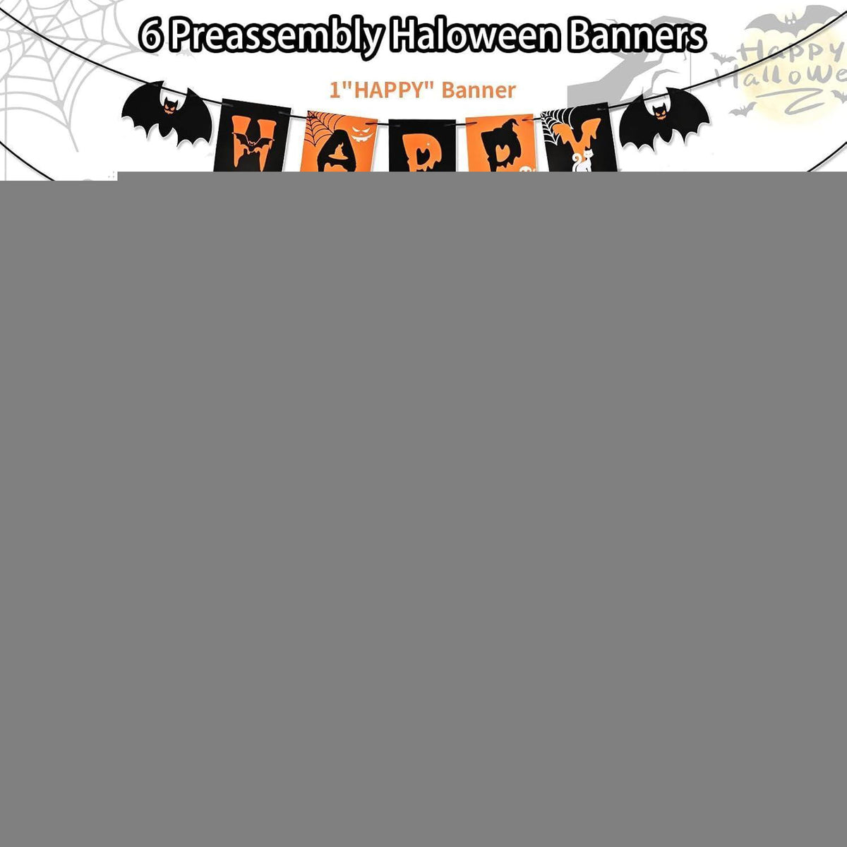 Halloween Deko Set Innen – Banner, Girlande & Hängedeko