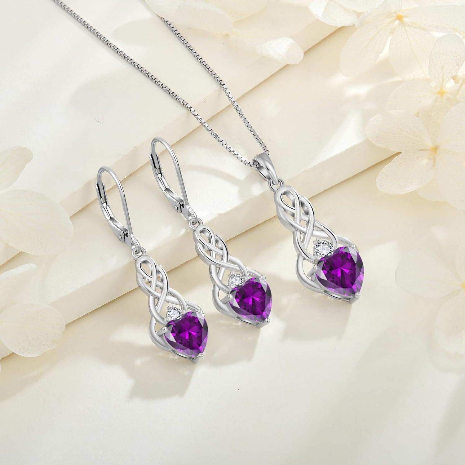 Keltischer Knoten Halskette 925 Silber Amethyst Februar Frauen Geschenk