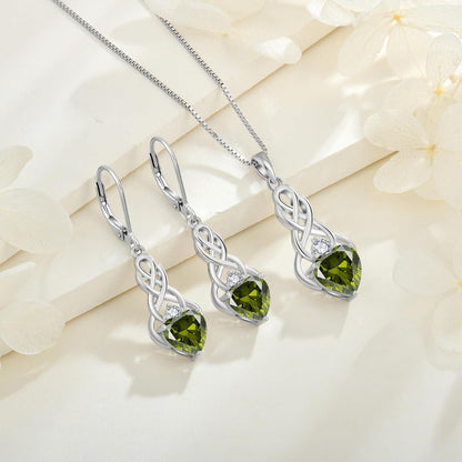 FJ Unendlichkeit Keltischer Knoten Kette 925 Silber August Peridot