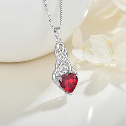 Unendlichkeit Keltischer Knoten Rubin Silber Anhänger für Damen