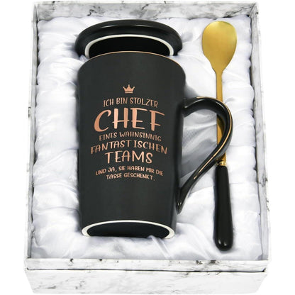 Keramik Kaffeetasse 400ml Geschenkbox Marmor Schwarz