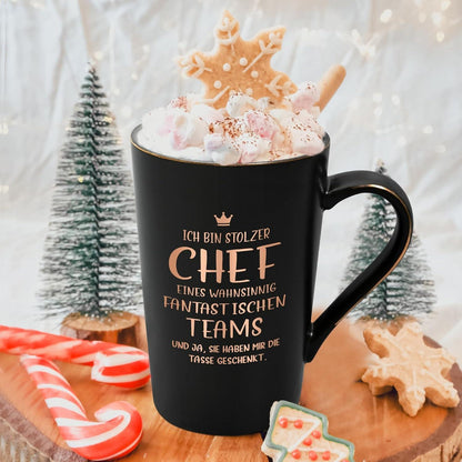 Keramik Kaffeetasse 400ml Geschenkbox Marmor Schwarz