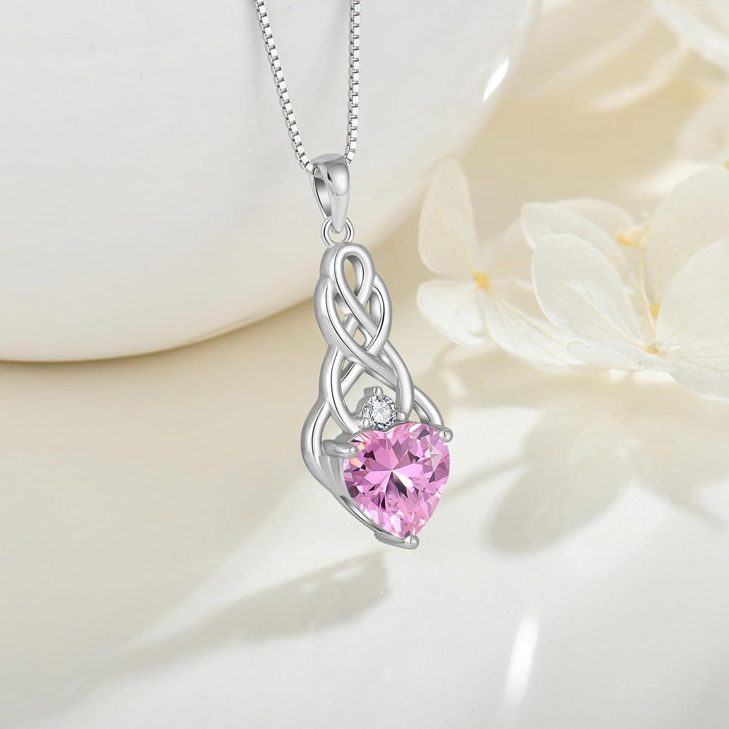 Unendlichkeit Keltischer Knoten Halskette 925 Silber Geburtsstein