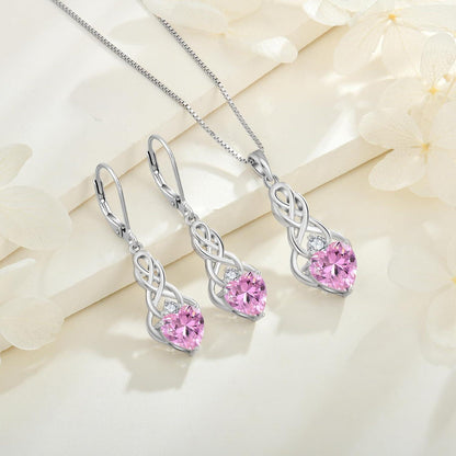 Keltischer Knoten Halskette 925 Silber Geburtsstein Anhänger Oktober Rose