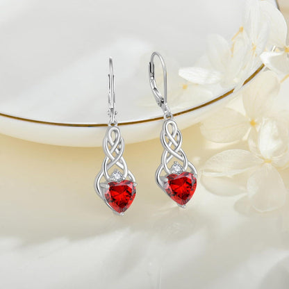 FJ Unendlichkeit Keltischer Knoten Ohrringe Damen 925 Sterling Silber Geburtsstein Granat