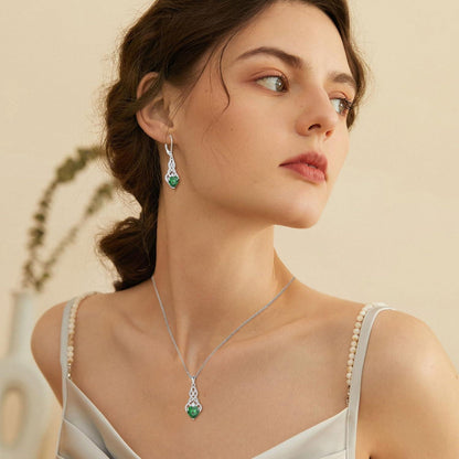 Unendlichkeit Keltischer Knoten Silber Ohrringe Smaragd Gemstone