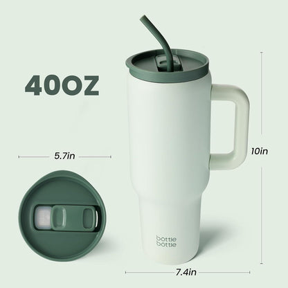 Edelstahl Kaffeebecher 1,1L mit Griff und Strohhalm - BPA frei