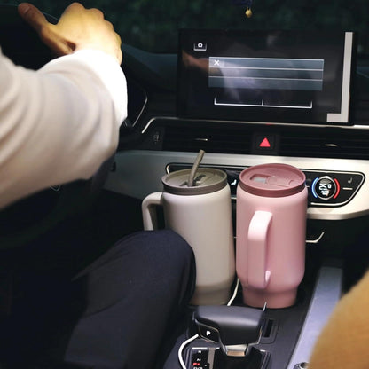 Isolierter Kaffeebecher Edelstahl 40oz mit Griff Strohhalm Grau