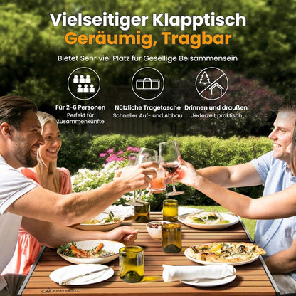 Klapptisch für 6 Personen, 118x70cm, Holzoptik, bis 100kg belastbar