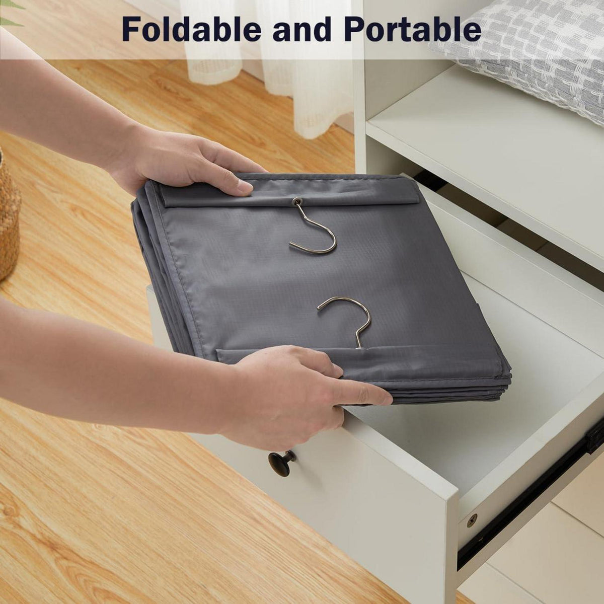 Hängeregal Kleiderschrank Organizer Oxford-Stoff 6 Fächer Metallhaken - Grau