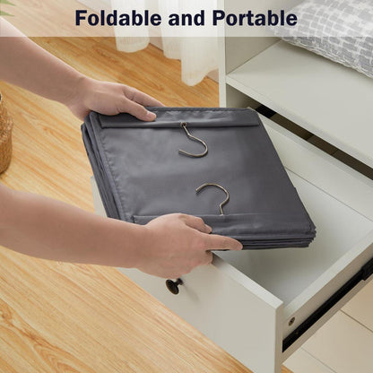 Hängeregal Kleiderschrank Organizer Oxford-Stoff 6 Fächer Metallhaken - Grau