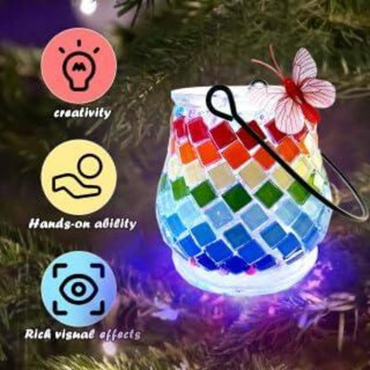 Mosaik Bastelset Laternen Kinder DIY Laterne Regenbogen Style