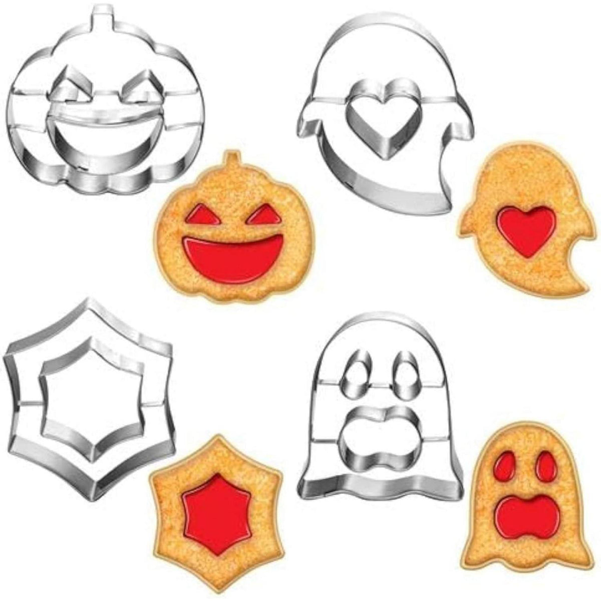 Halloween Ausstecher Set 4-teilig - Kürbis, Geist, Spinnennetz