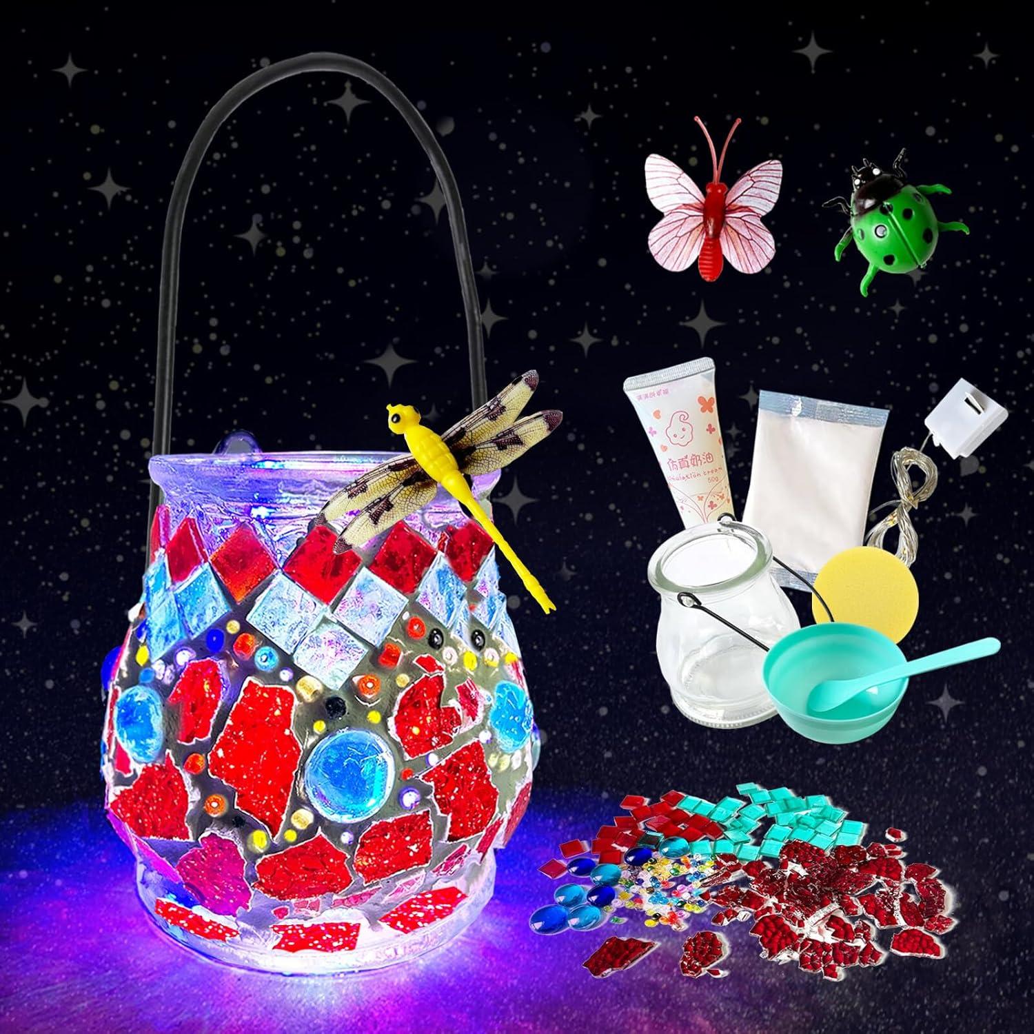 Laternen Bastelset Kinder Mosaik DIY Geburtstagsgeschenk Rot